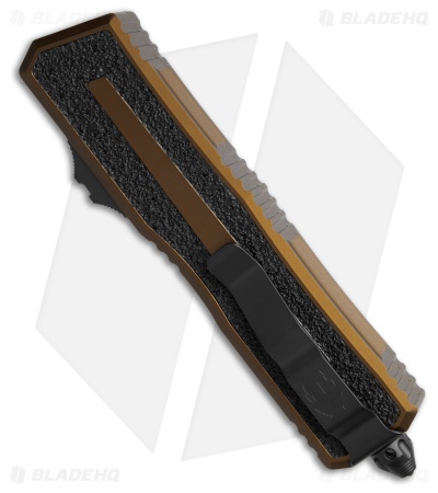 Microtech Scarab II Gen III T/E Auto Knife Tan Al (4" Black Full Serr)