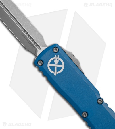 Microtech Ultratech ZBP Zero Forks D/E OTF Automatic Knife Blue Al (3.5" Apoc)