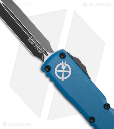 Microtech Ultratech ZBP Zero Forks D/E OTF Automatic Knife Blue Al (3.5" Black)