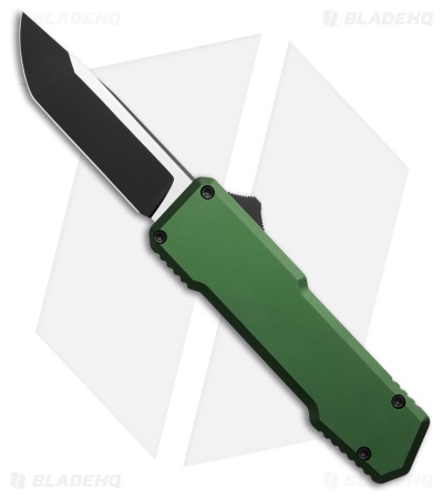 SOS Knives Tanto D/A OTF Automatic Knife OD Green Aluminum (3.1" Two-Tone)