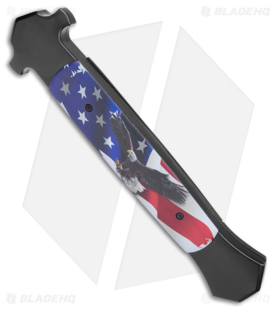 Mago D/A Italian Stiletto Auto OTF Knife American Flag/Eagle (5.75" Satin)