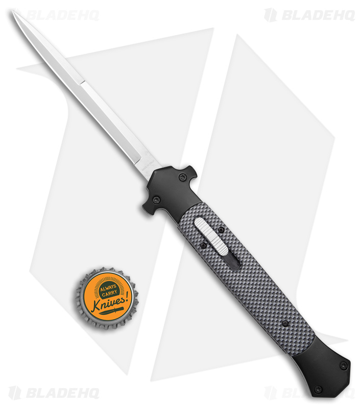 Mago Sim D/A Italian Stiletto Auto OTF Knife Black Carbon Fiber (5.75" Satin)