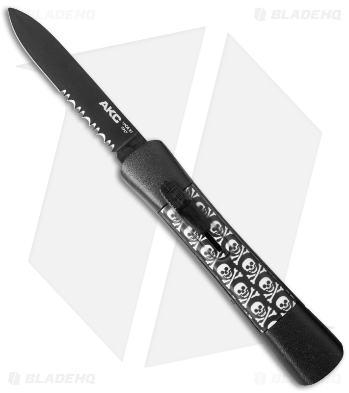 AKC Concord OTF Automatic Knife Jolly Roger (3.25" Black Serr)