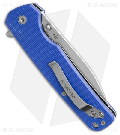 Daily Carry Co. Gauntlet Button Lock Knife Blue G-10 Drop Point (3.5" Satin)