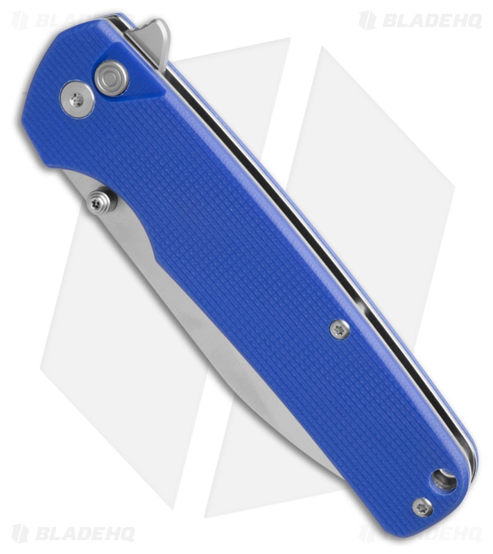 Daily Carry Co. Gauntlet Button Lock Knife Blue G-10 Drop Point (3.5" Satin)