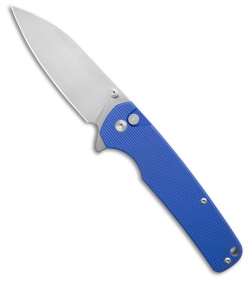 Daily Carry Co. Gauntlet Button Lock Knife Blue G-10 Drop Point (3.5" Satin)