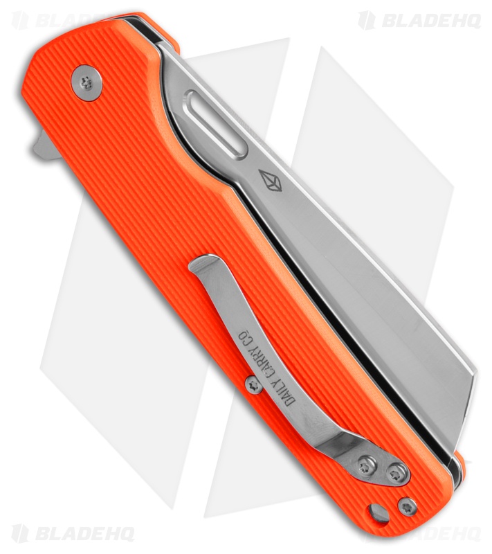Daily Carry Co. Gauntlet Button Lock Knife Orange G-10 Hawk Bill (Satin)