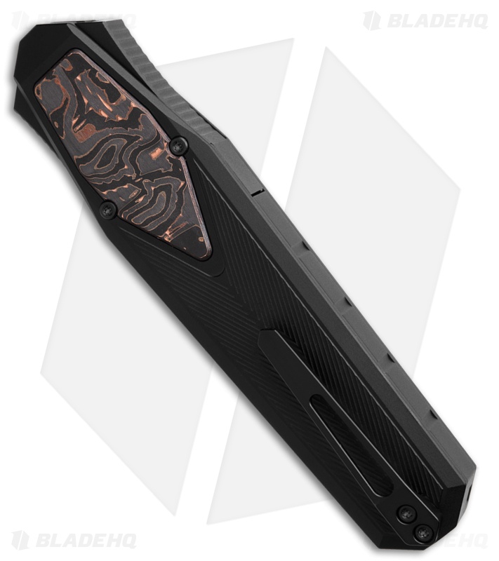 REMETTE RT-Swordfish Clip Point OTF Gravity Knife Black Al/Copper CF (3" Black)