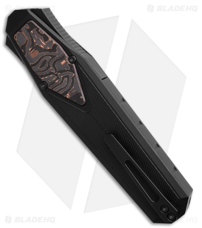REMETTE RT-Swordfish Clip Point OTF Gravity Knife Black Al/Copper CF (3" Black)