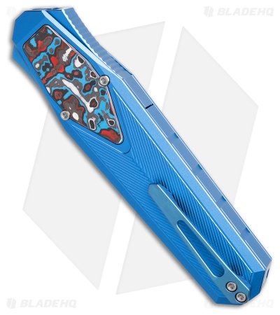 REMETTE RT-Swordfish Clip Point OTF Gravity Knife Blue Al + RWB CF (3.1" SW)