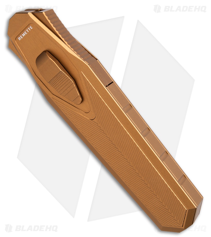 REMETTE RT-Swordfish Clip Point OTF Gravity Knife Bronze Al + CF (3" SW)