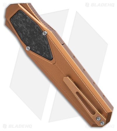 REMETTE RT-Swordfish Clip Point OTF Gravity Knife Bronze Al + CF (3" Sandblast)