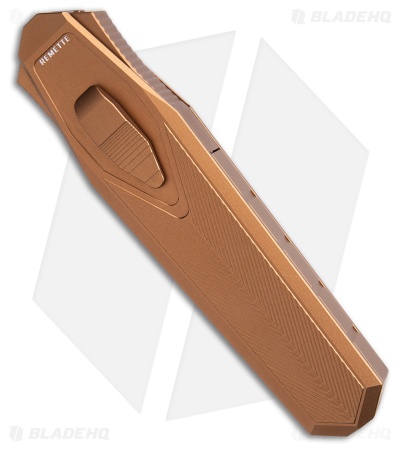 REMETTE RT-Swordfish Clip Point OTF Gravity Knife Bronze Al + CF (3" Sandblast)
