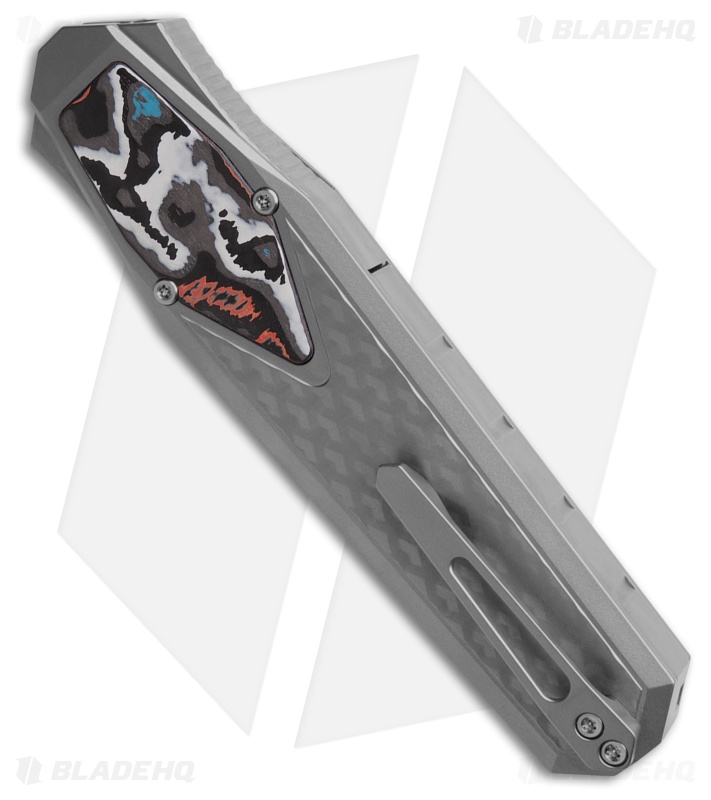 REMETTE RT-Swordfish OTF Gravity Knife Gray Ti + Blue/Red/White CF (3" Satin)