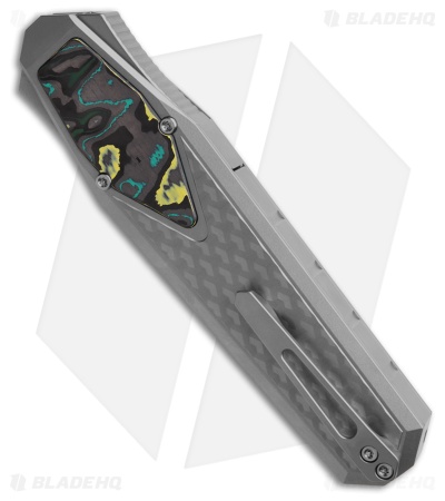REMETTE RT-Swordfish Reverse Tanto Gravity Knife Ti + Green/Black CF (3" Satin)