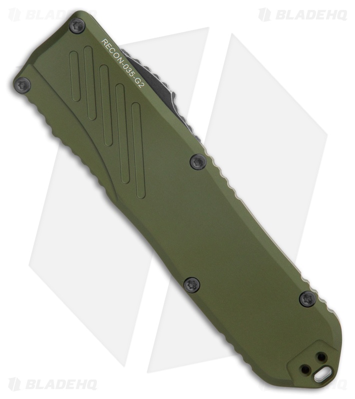 Guardian Tactical RECON-040 OTF Automatic Knife OD Green Aluminum (4" Dark SW)