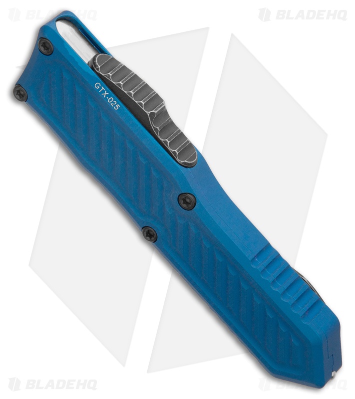 Guardian Tactical GTX-025 Dagger OTF Knife Blue Aluminum (2.75" Dark Stonewash)