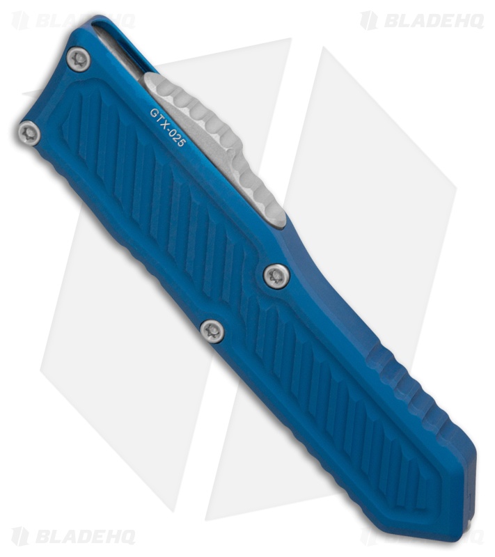 Guardian Tactical GTX-025 Dagger OTF Knife Blue Aluminum (2.75" Stonewash)