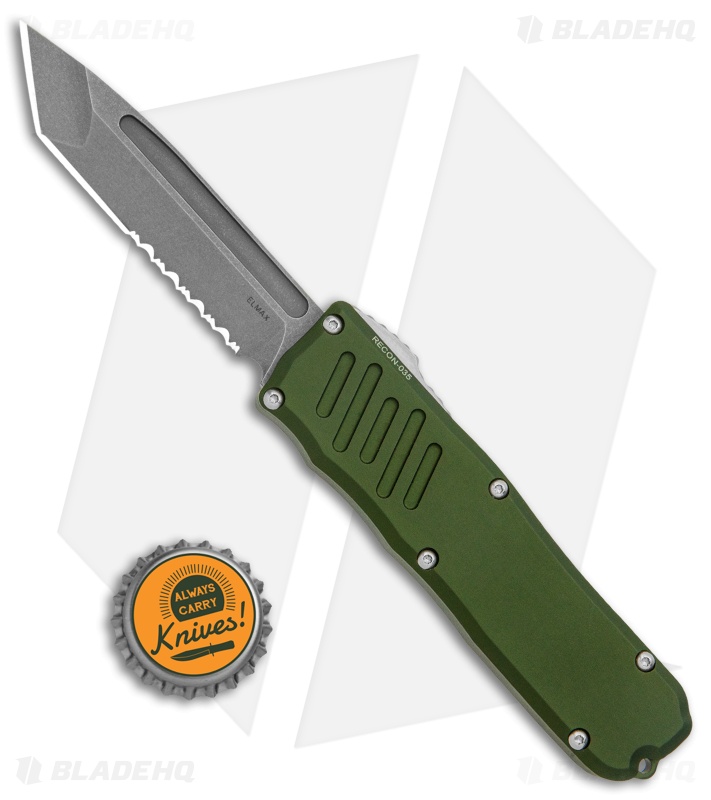 Guardian Tactical RECON-035 Tanto OTF Auto Knife OD Green (3.3" BB/SW Serr) 