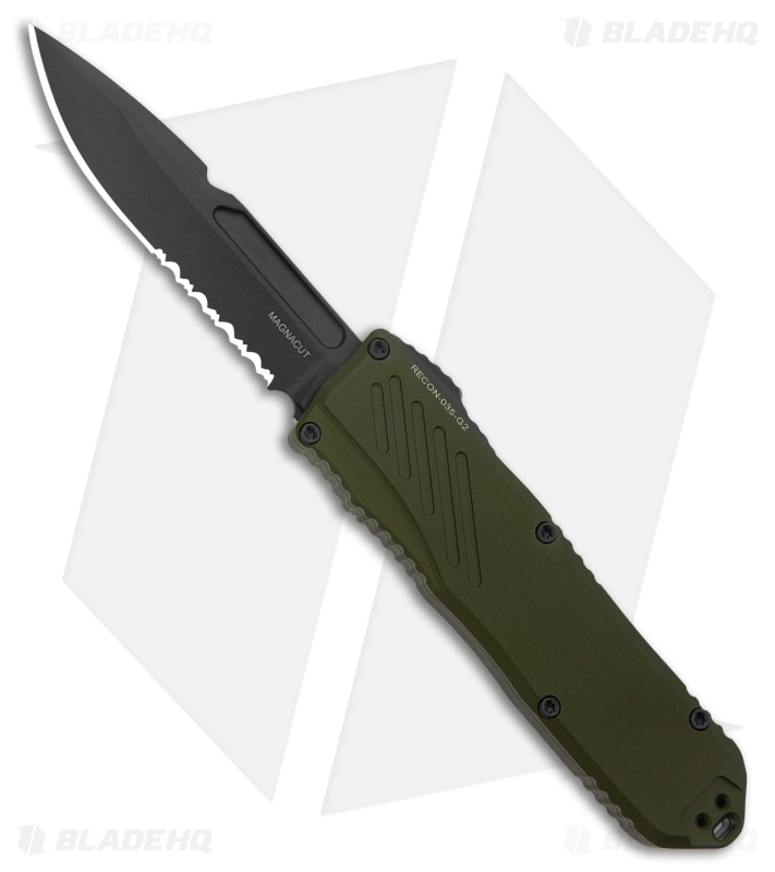 Guardian Tactical RECON-035 G2 S/E OTF MagnaCut Knife OD Green (3.3" Black Serr)