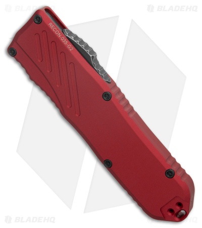 Guardian Tactical RECON-035 G2 T/E OTF Knife Red Aluminum (3.3" Dark SW Serr)