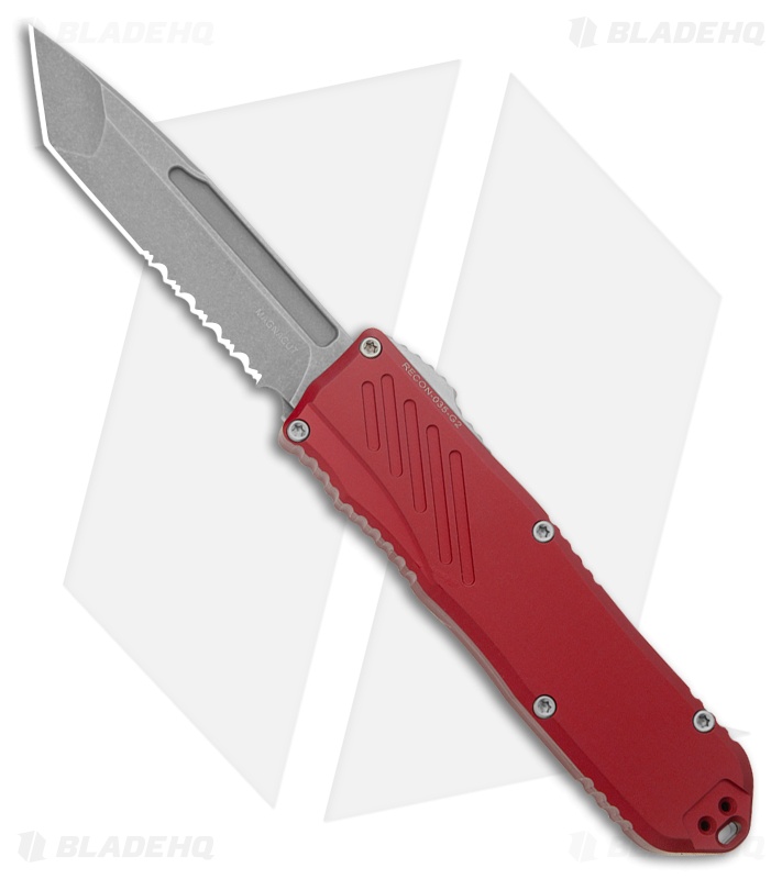 Guardian Tactical RECON-035 G2 T/E OTF Knife Red Aluminum (3.3" SW Serr)