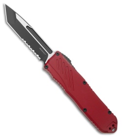 Guardian Tactical RECON-035 G2 T/E OTF Knife Red Aluminum (3.3" Two-Tone Serr)