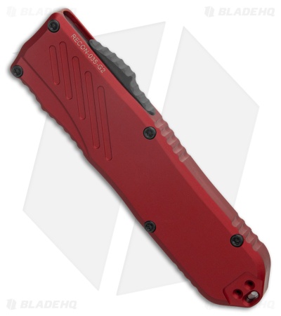 Guardian Tactical RECON-035 G2 T/E OTF Knife Red Aluminum (3.3" Two-Tone Serr)