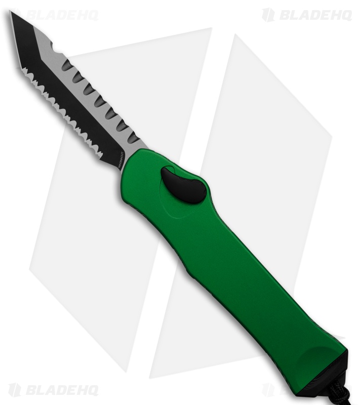 Heretic Knives Hydra MagnaCut S/A OTF Knife Toxic Green Alum (3.6" 2-Tone Serr)