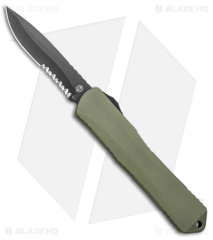 Heretic Knives Manticore-X Recurve OTF OD Green (3.75" Black DLC Serr)