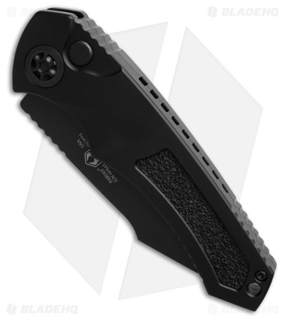 Heretic Knives Pariah MagnaCut Auto Knife Black Alum + Grip Inserts (3.9" Black)