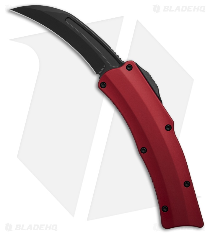 Heretic Knives ROC MagnaCut D/A OTF Auto Knife Red Aluminum (3" Black DLC)