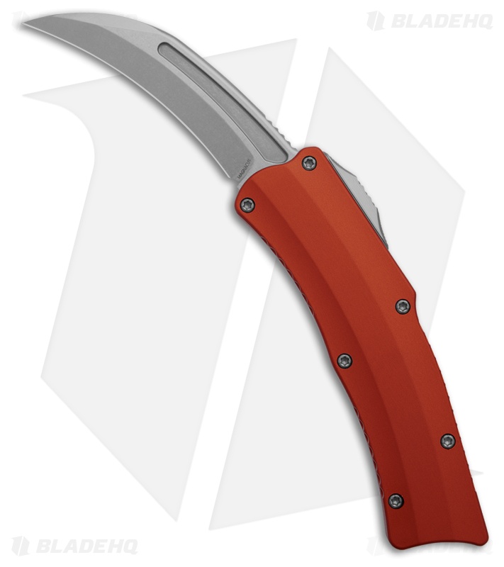 Heretic Knives ROC MagnaCut D/A OTF Auto Knife Orange Aluminum (3" Stonewash)