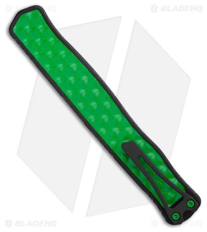 Heretic Cleric II D/E Automatic Knife Black/Green Steel (4.25" DLC Full Serr)