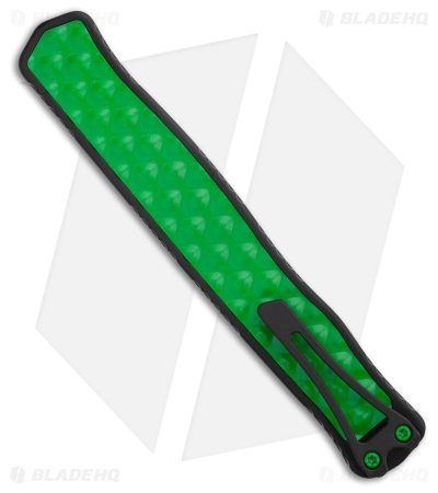 Heretic Cleric II D/E Automatic Knife Black/Green Steel (4.25" DLC Full Serr)