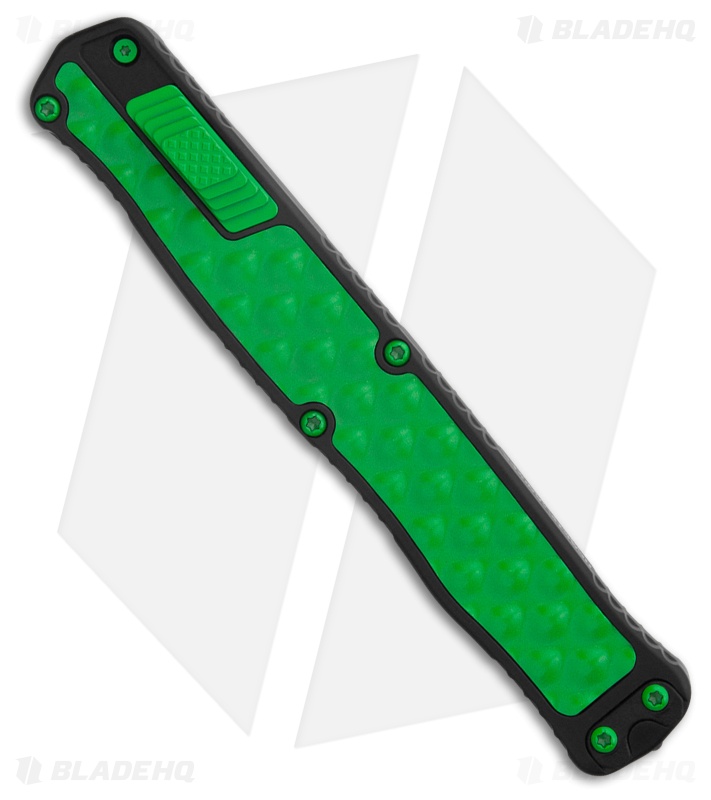 Heretic Cleric II D/E Automatic Knife Black/Green Steel (4.25" DLC Full Serr)