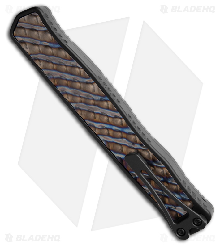 Heretic Cleric II D/E Auto Knife Black W/Flamed Titanium Inlay (4" DLC) 