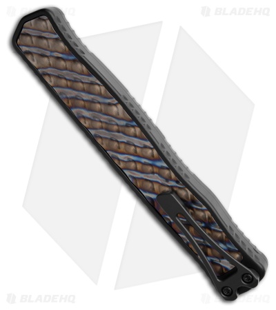 Heretic Cleric II D/E Auto Knife Black W/Flamed Titanium Inlay (4" DLC) 