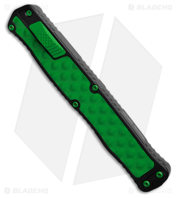 Heretic Cleric II MagnaCut Automatic Knife Black/Green Steel (4.25" Black Serr)