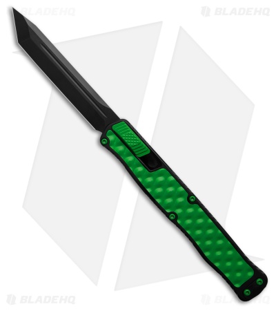 Heretic Cleric II MagnaCut Automatic Knife Black/Green Steel (4.25" Black)