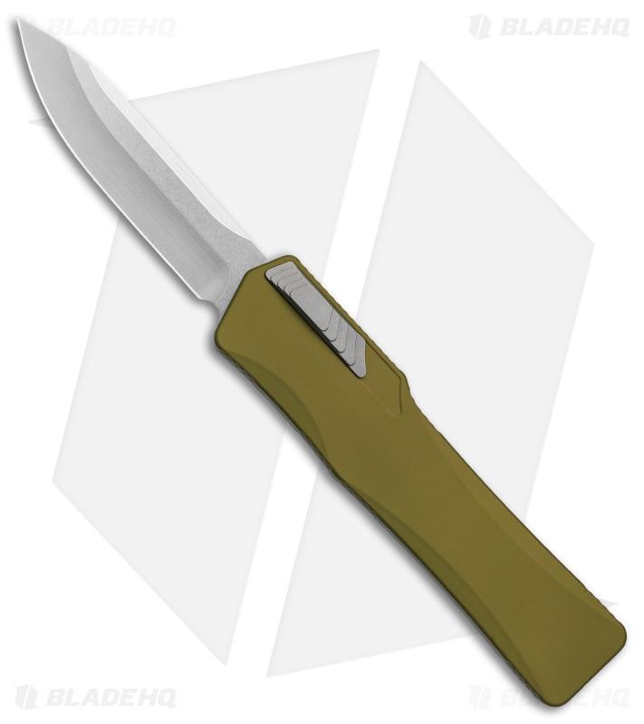 Heretic Knives Cleric Clip Point OTF Automatic Knife Green (3.5" Stonewash)