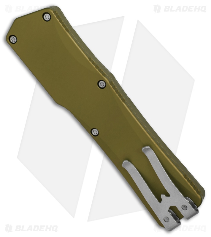 Heretic Knives Cleric Clip Point OTF Automatic Knife Green (3.5" Stonewash)