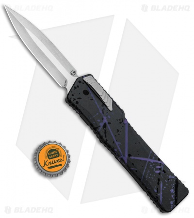 Heretic Knives Cleric Dagger OTF Knife Purple Splash/Carbon Fiber (3.5" SW)