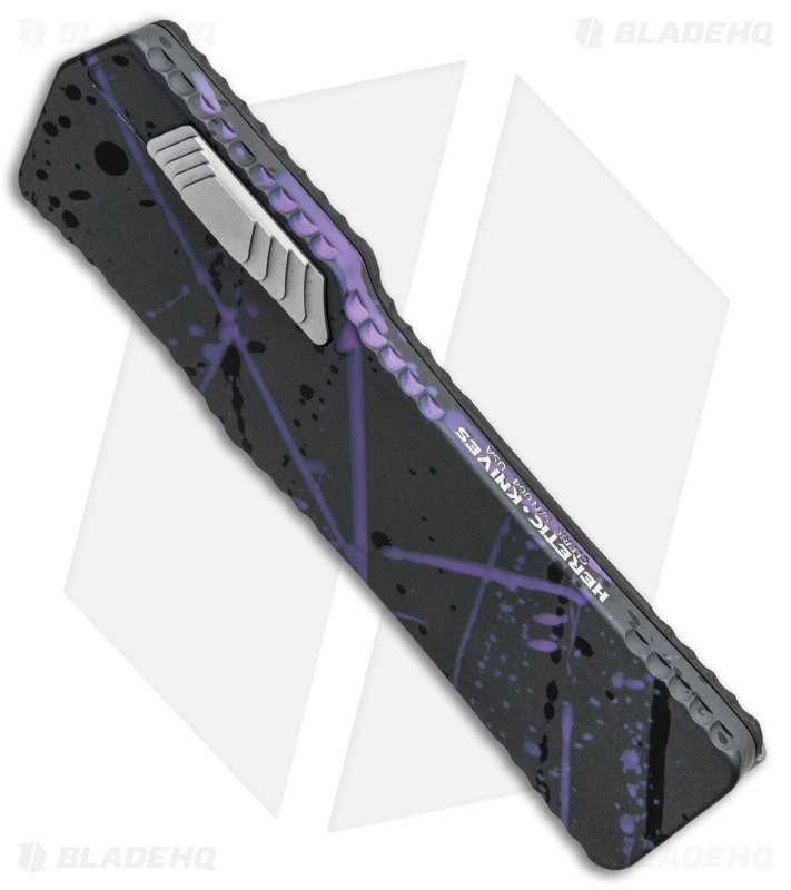 Heretic Knives Cleric Dagger OTF Knife Purple Splash/Carbon Fiber (3.5" SW)