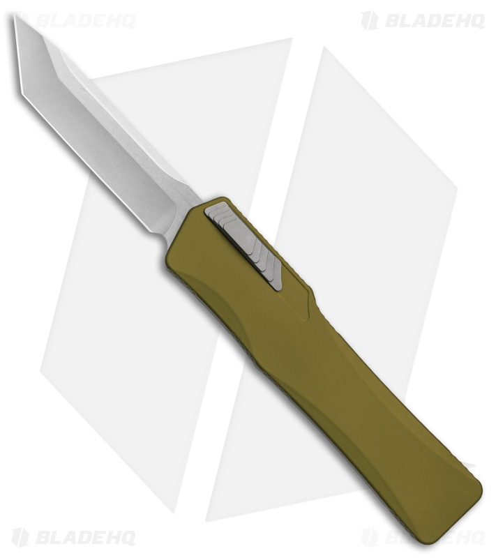 Heretic Knives Cleric Tanto OTF Automatic Knife Green (3.5" Stonewash)