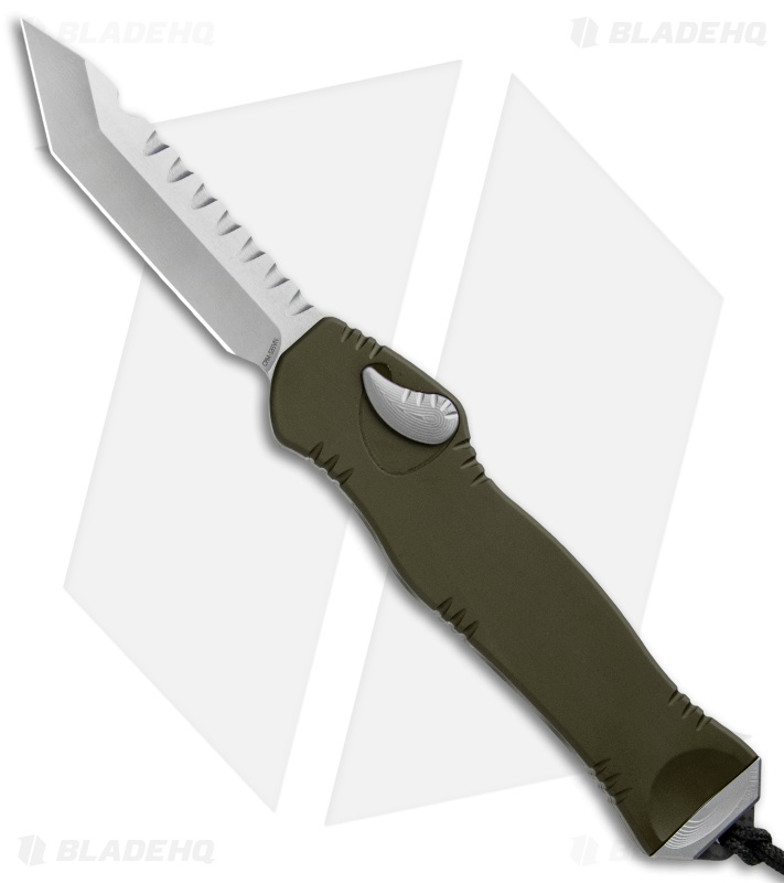 Heretic Knives Hydra OTF Automatic Knife Green Tanto (3.625" Stonewash)