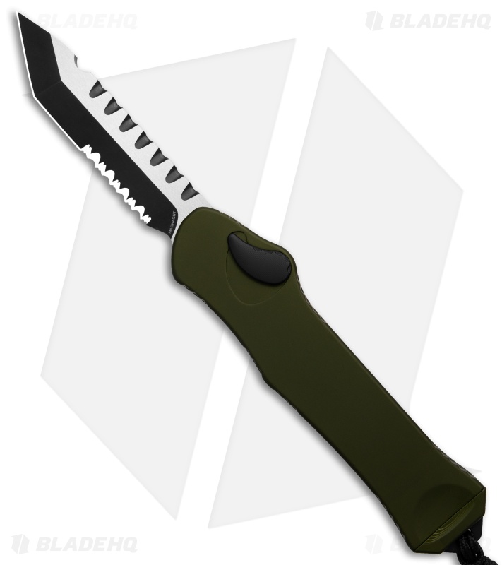 Heretic Knives Hydra Tanto OTF Automatic Knife OD Green (3.6" DLC Two-Tone)