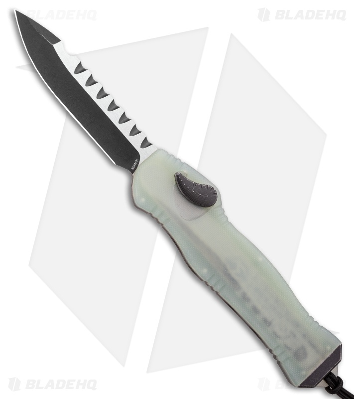 Heretic Knives Hydra OTF Automatic Knife Drop Point Jade G-10 (3.6" Two Tone)