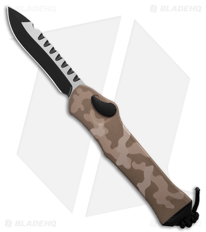Heretic Knives Hydra Recurve S/A OTF Automatic Knife Tan Camo (3.6" Two-Tone)