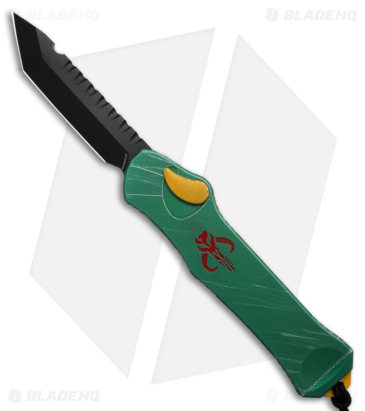 Heretic Knives Hydra Tanto OTF Automatic Knife Bounty Hunter Green Al (3.6" DLC)